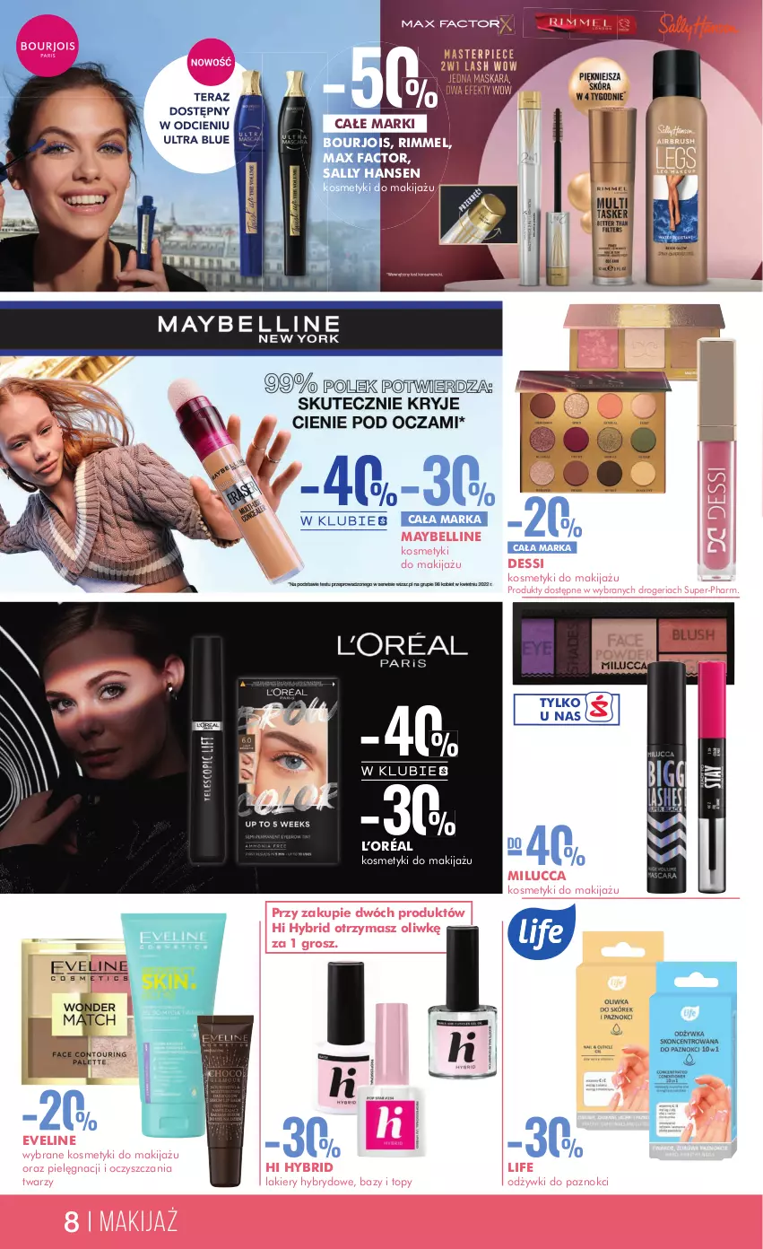 Gazetka promocyjna Super Pharm - Gazetka - ważna 15.05 do 28.05.2024 - strona 8 - produkty: Bell, Bourjois, Eveline, Fa, L’Oréal, Lakier, Makijaż, Max Factor, Maybelline, Sally Hansen, Top