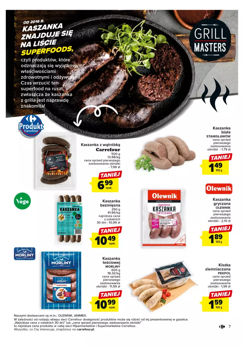 Gazetka promocyjna Carrefour - Gazetka Odpalamy sezon na grilla - ważna 25.04 do 06.05.2023 - strona 7 - produkty: Fa, Grill, Gry, Kasza, Kaszanka, Koc, Morliny, Olewnik, Pekpol