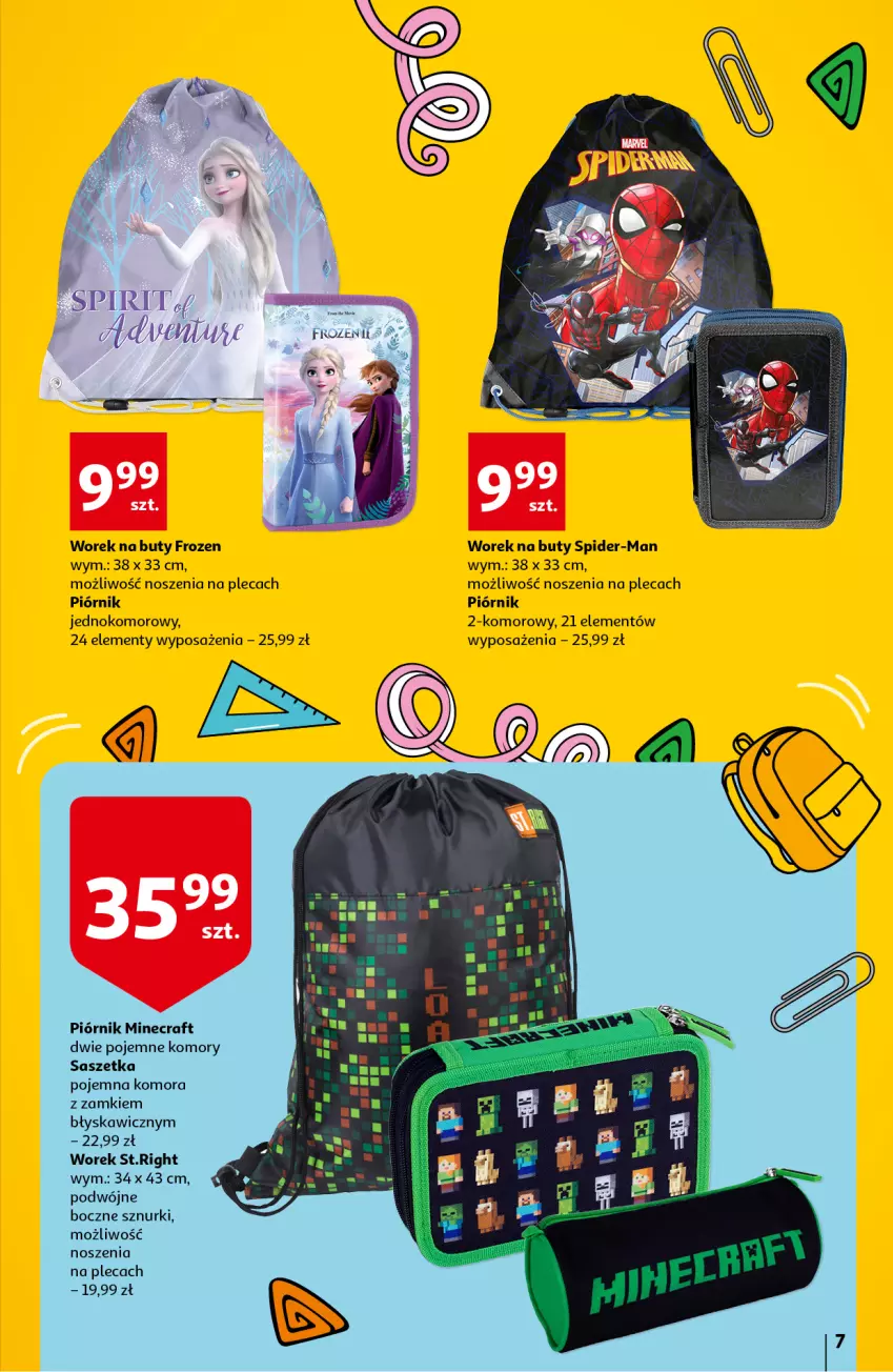 Gazetka promocyjna Auchan - Szkoła Hipermarkety - ważna 15.07 do 28.07.2021 - strona 7 - produkty: Buty, Fa, Frozen, Minecraft, Piórnik