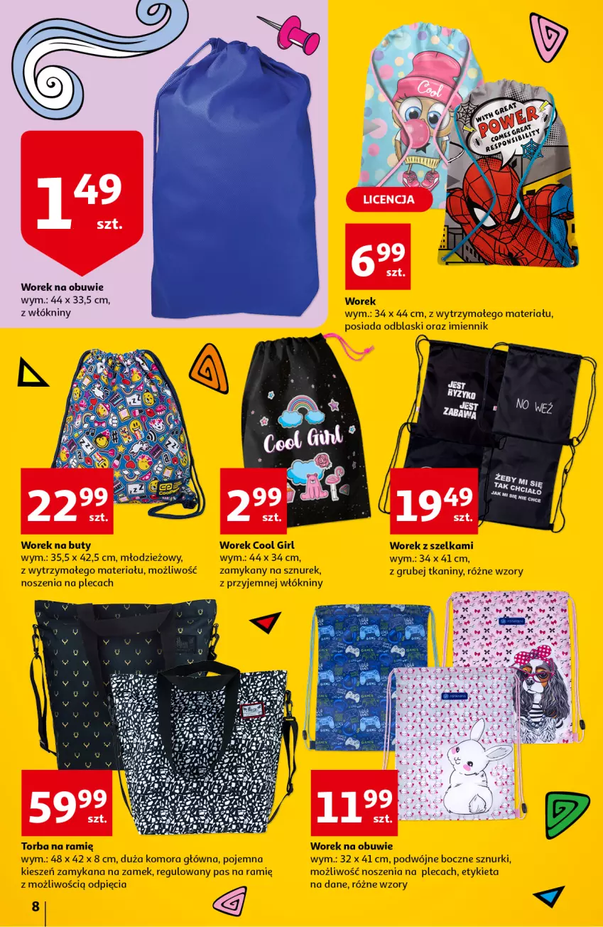 Gazetka promocyjna Auchan - Szkoła Hipermarkety - ważna 15.07 do 28.07.2021 - strona 8 - produkty: Buty, Obuwie, Sznurek, Torba