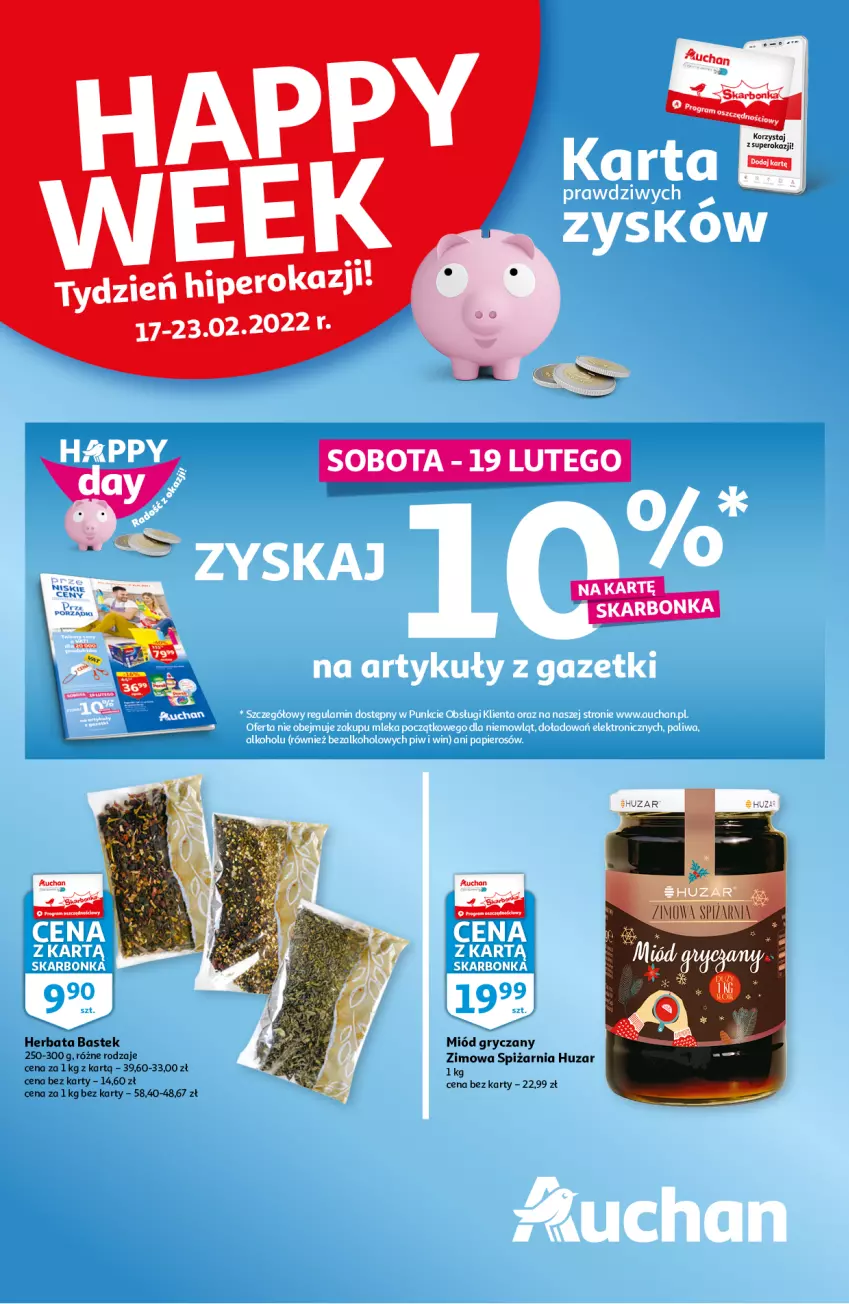 Gazetka promocyjna Auchan - Skarbonka #7 - ważna 17.02 do 23.02.2022 - strona 1 - produkty: Gry, Herbata, Miód, Stek