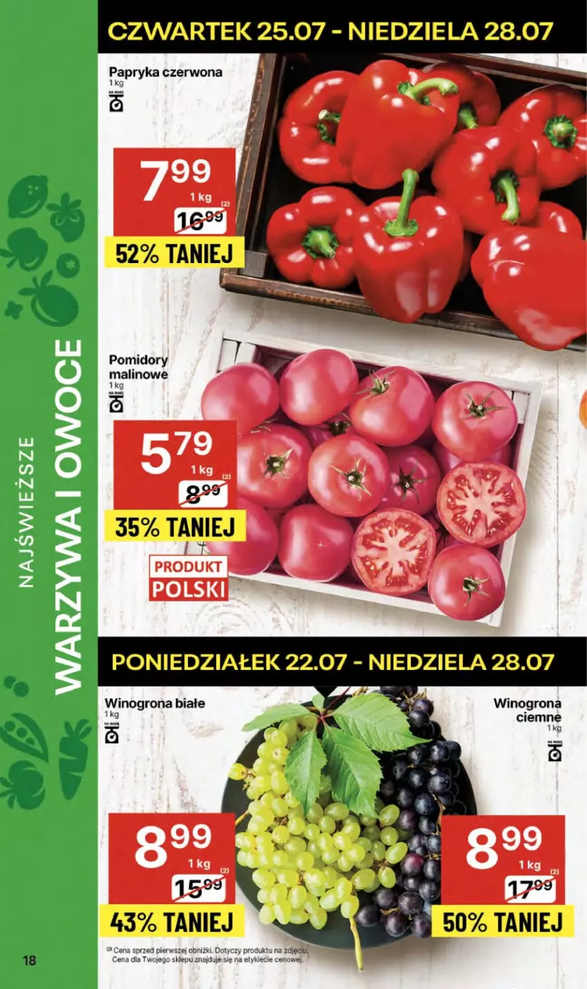 Gazetka promocyjna Delikatesy Centrum - NOWA GAZETKA Delikatesy Centrum od 25 lipca! 25-31.07.2024 - ważna 25.07 do 31.07.2024 - strona 18 - produkty: Owoce, Papryka, Papryka czerwona, Warzywa, Warzywa i owoce, Wino, Winogrona