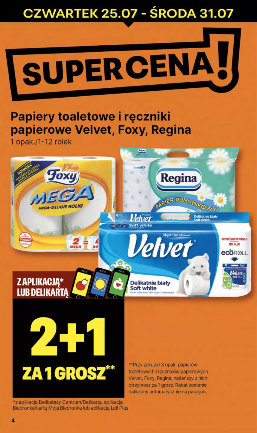 Gazetka promocyjna Delikatesy Centrum - NOWA GAZETKA Delikatesy Centrum od 25 lipca! 25-31.07.2024 - ważna 25.07 do 31.07.2024 - strona 4 - produkty: Dron, Foxy, Gin, Papier, Ręcznik, Ręczniki papierowe, Rum, Velvet