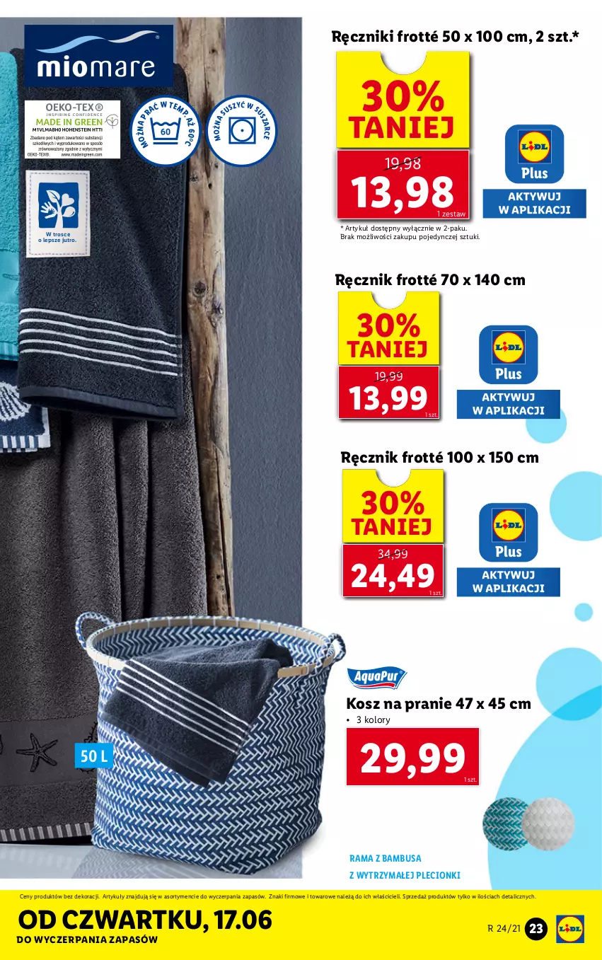 Gazetka promocyjna Lidl - GAZETKA - ważna 14.06 do 19.06.2021 - strona 23 - produkty: Kosz, Rama, Ręcznik