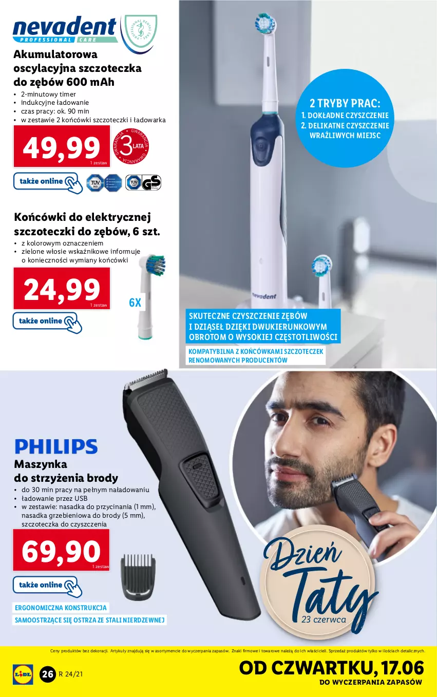 Gazetka promocyjna Lidl - GAZETKA - ważna 14.06 do 19.06.2021 - strona 26 - produkty: Akumulator, Maszynka, Sok, Szczoteczka, Szczoteczka do zębów, Szynka, Warka