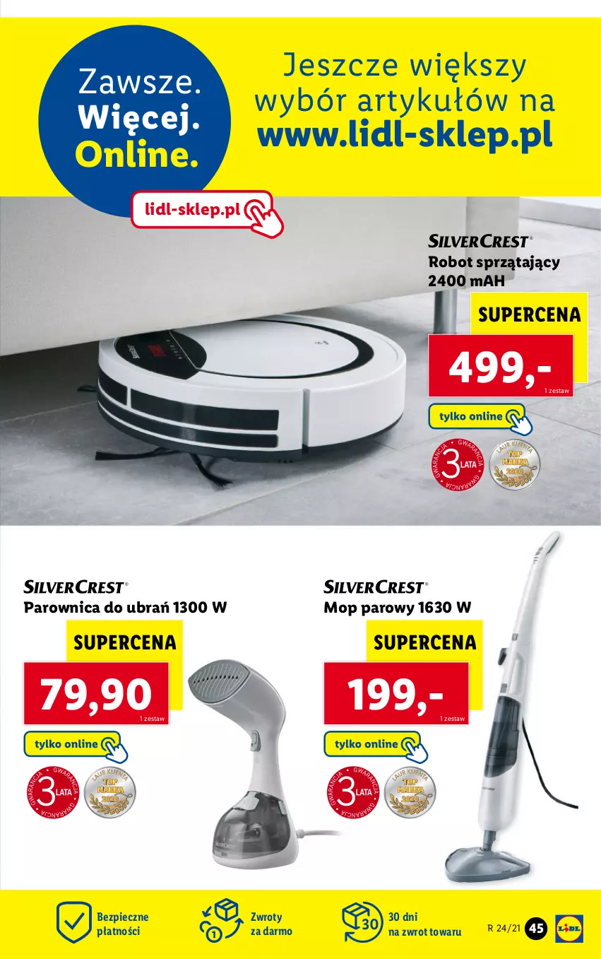 Gazetka promocyjna Lidl - GAZETKA - ważna 14.06 do 19.06.2021 - strona 45 - produkty: Mop, Mop parowy, Parownica, Piec, Robot, Robot sprzątający