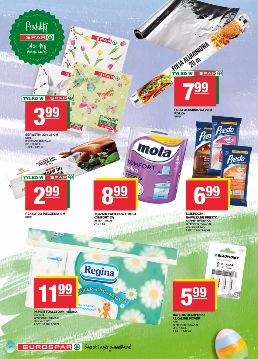 Gazetka promocyjna Spar - EuroSpar - ważna 17.03 do 27.03.2024 - strona 26 - produkty: Mola, Papier, Presto, Ręcznik, Ser, Serwetki