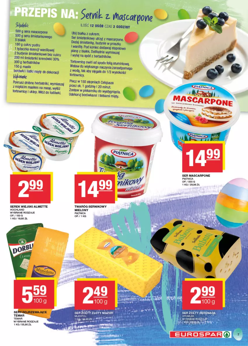 Gazetka promocyjna Spar - EuroSpar - ważna 17.03 do 27.03.2024 - strona 7 - produkty: Almette, Borówka, Herbatniki, Hochland, Mascarpone, Piątnica, Piec, Piekarnik, Robot, Ser, Serek, Serek wiejski, Sok, Top, Twaróg, Złoty Mazur