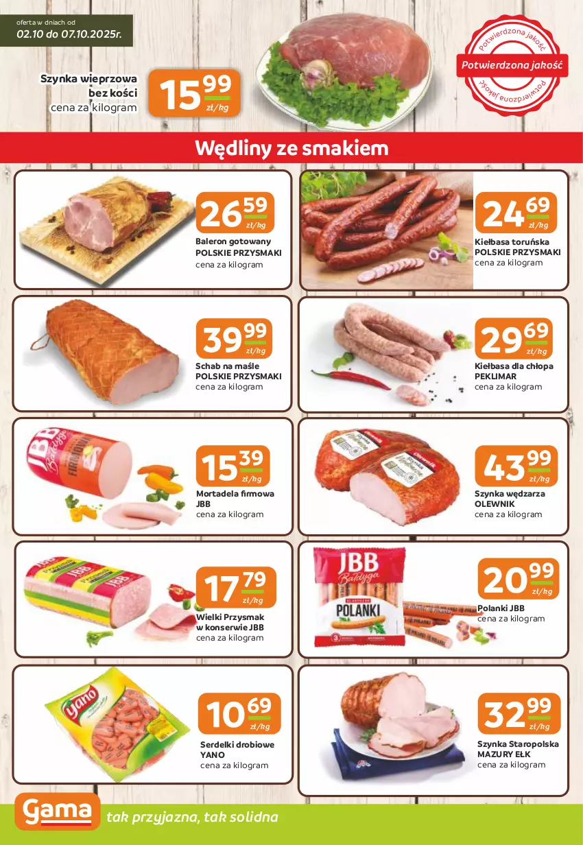 Gazetka promocyjna Gama - Gazetka Gama - ważna 02.10 do 14.10.2025 - strona 2 - produkty: Gra, Kiełbasa, Lanki, Olewnik, Przysmaki, Ser, Serdelki, Szynka, Szynka wieprzowa