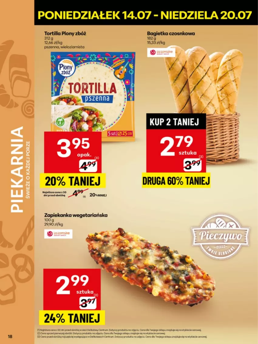 Gazetka promocyjna Delikatesy Centrum - Franczyza DC29 Poniedziałek - ważna 14.07 do 20.07.2025 - strona 18 - produkty: Bagietka, Bagietka czosnkowa, Rum, Tortilla, Zapiekanka