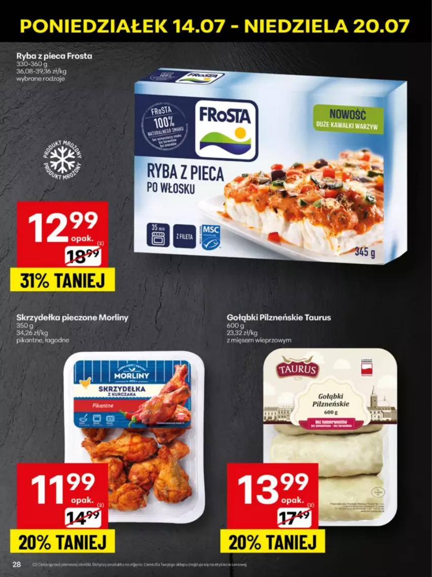 Gazetka promocyjna Delikatesy Centrum - Franczyza DC29 Poniedziałek - ważna 14.07 do 20.07.2025 - strona 28 - produkty: Frosta, Morliny, Piec, Ryba, Skrzydełka pieczone