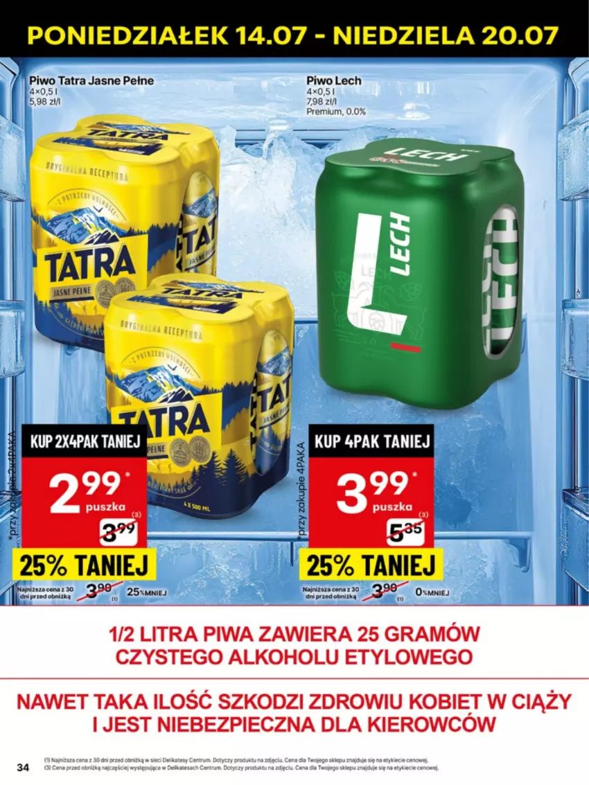 Gazetka promocyjna Delikatesy Centrum - Franczyza DC29 Poniedziałek - ważna 14.07 do 20.07.2025 - strona 34 - produkty: Gra, Piec, Piwa, Piwo, Tatra