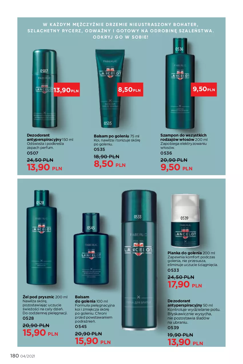 Gazetka promocyjna Faberlic - Gazetka - ważna 08.03 do 28.03.2021 - strona 180 - produkty: Balsam po goleniu, Dezodorant, Perfum, Pianka do golenia, Szampon