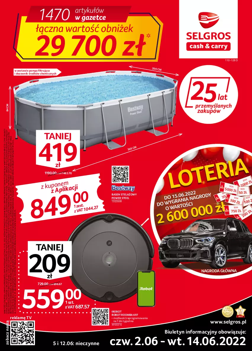 Gazetka promocyjna Selgros - Oferta przemysłowa - ważna 02.06 do 14.06.2022 - strona 1 - produkty: Dozownik, Fortuna, Gra, IRobot, LG, Robot, Roomba, Samochód