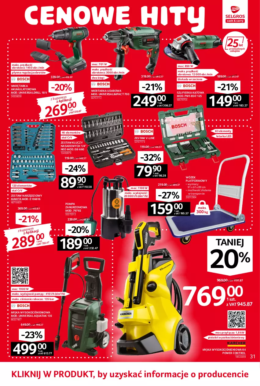 Gazetka promocyjna Selgros - Oferta przemysłowa - ważna 02.06 do 14.06.2022 - strona 31 - produkty: Akumulator, Control, Koc, Latarka, Latarka LED, Makita, Pistolet, Por, Sok, Szlifierka, Szlifierka kątowa, Tarka, Tran, Wiertarka, Wiertarka udarowa, Wkręt, Wkrętarka, Wózek, Zestaw kluczy, Zestaw kluczy nasadowych, Zestaw narzędzi