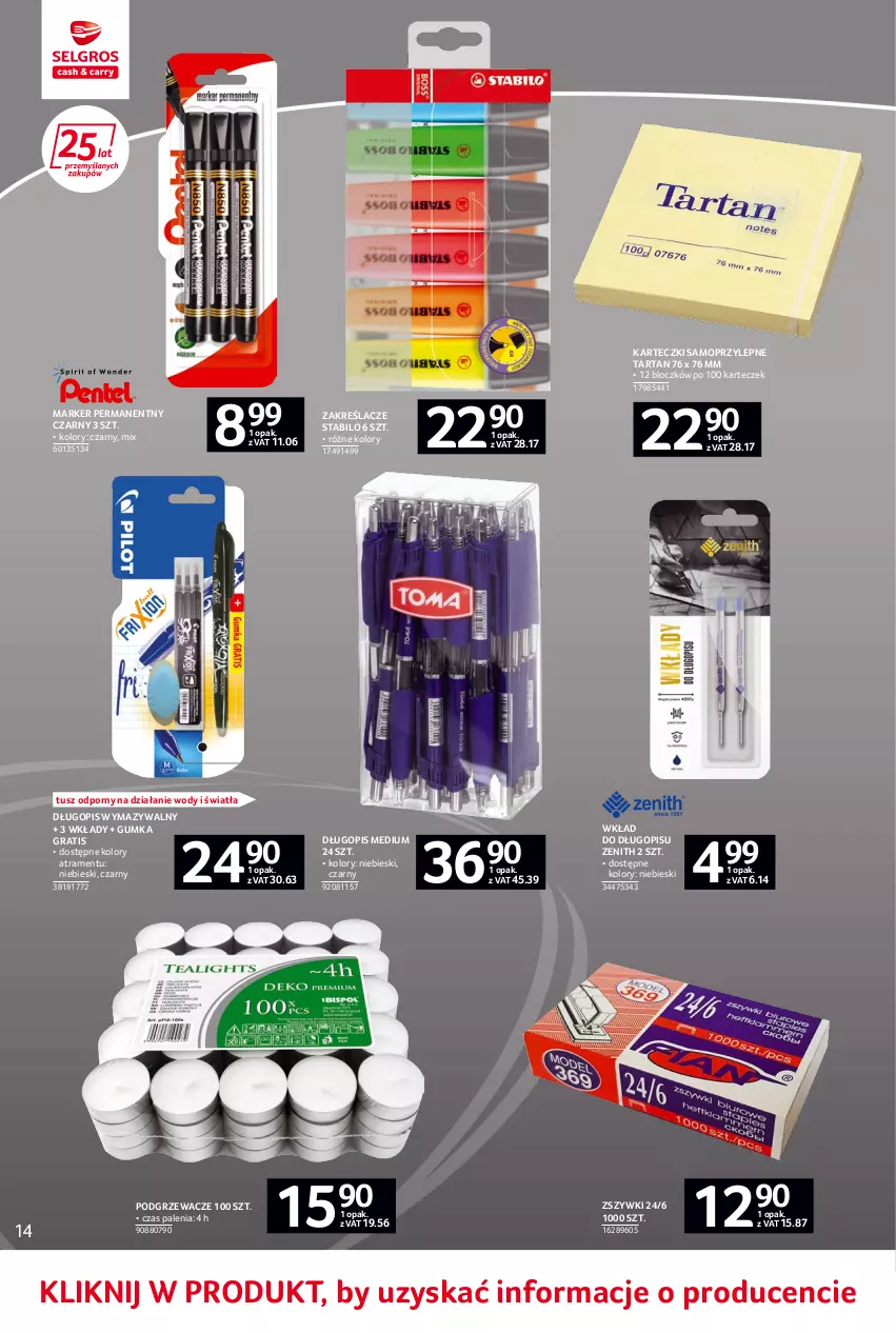 Gazetka promocyjna Selgros - Oferta przemysłowa - ważna 02.06 do 14.06.2022 - strona 46 - produkty: Długopis, Gra, Karteczki samoprzylepne, Marker, Mop, Podgrzewacze, Por, Tarta, Tusz