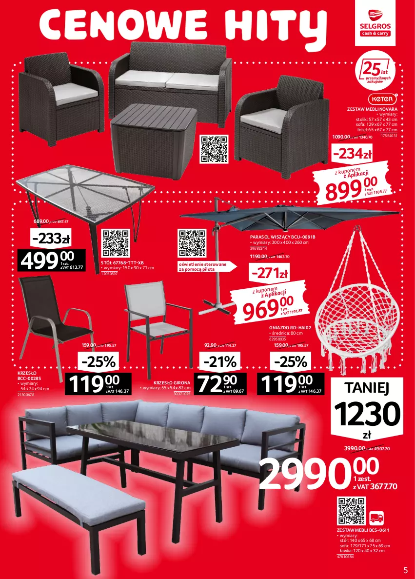 Gazetka promocyjna Selgros - Oferta przemysłowa - ważna 02.06 do 14.06.2022 - strona 5 - produkty: Fa, Fotel, Krzesło, Parasol, Sofa, Stół, Stolik