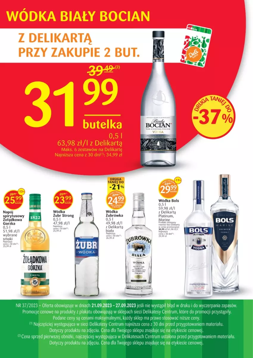 Gazetka promocyjna Delikatesy Centrum - Folder alkoholowy DC37 - ważna 21.09 do 27.09.2023 - strona 1 - produkty: Bols, Napój, Rum, Wódka