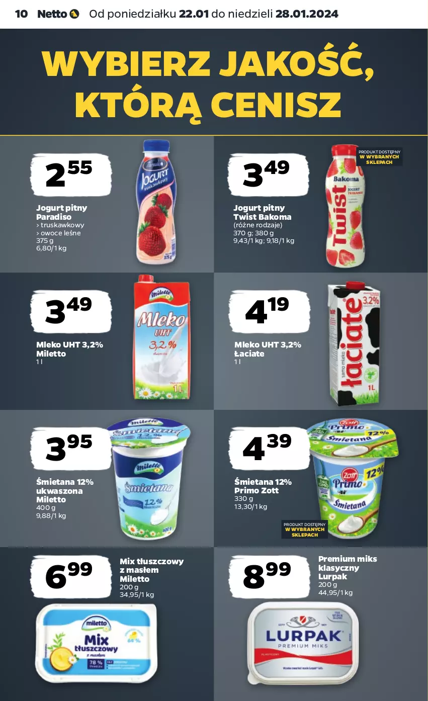 Gazetka promocyjna Netto - Artykuły spożywcze - ważna 22.01 do 28.01.2024 - strona 10 - produkty: Bakoma, Jogurt, Jogurt pitny, Lurpak, Mleko, Owoce, Zott