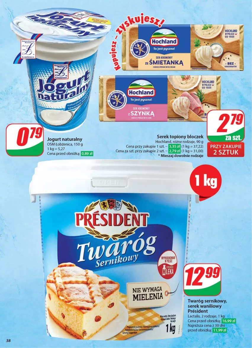 Gazetka promocyjna Dino - Gazetka 43 / 2024 - ważna 23.10 do 29.10.2024 - strona 38 - produkty: Hochland, Jogurt, Jogurt naturalny, Ser, Serek, Top