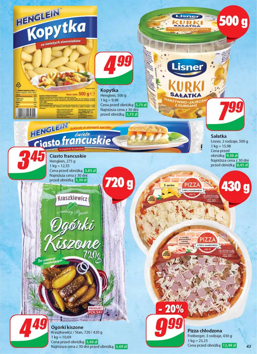 Gazetka promocyjna Dino - Gazetka 43 / 2024 - ważna 23.10 do 29.10.2024 - strona 43 - produkty: Anew, Ciasto francuskie, Dada, HP, Kopytka, Lisner, Mozzarella, Piec, Pieczarka, Pizza, Sałat, Sałatka, Ser