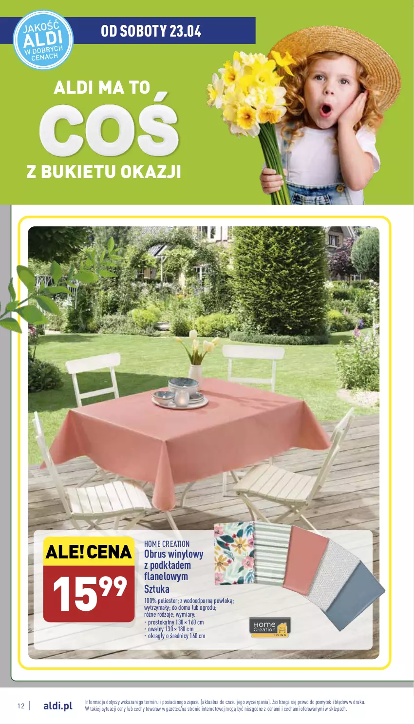 Gazetka promocyjna Aldi - Katalog Moda i Dom - ważna 20.04 do 23.04.2022 - strona 12 - produkty: Bukiet, Obrus, Podkład, Por