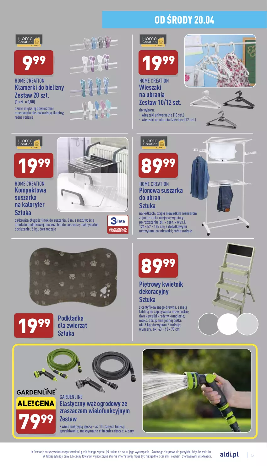 Gazetka promocyjna Aldi - Katalog Moda i Dom - ważna 20.04 do 23.04.2022 - strona 5 - produkty: Dzieci, Kawa, Kwietnik, Podkład, Podkładka, Suszarka, Suszarka do ubrań, Ubrania, Wieszak