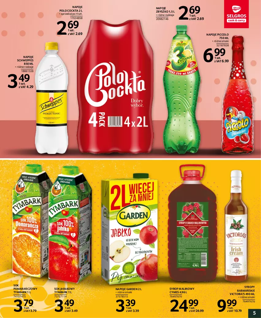 Gazetka promocyjna Selgros - Katalog Mistrzostwa Świata - ważna 03.11 do 16.11.2022 - strona 5 - produkty: Napoje, Schweppes, Sok, Sok jabłkowy, Sok pomarańczowy, Syrop, Syropy, Tymbark