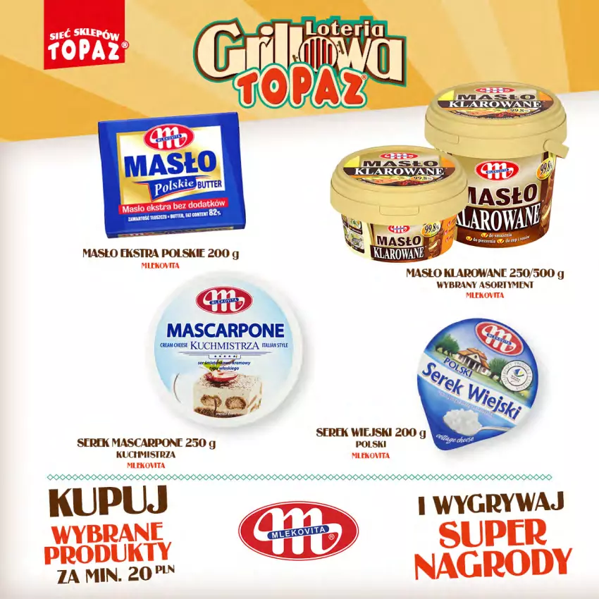 Gazetka promocyjna Topaz - Gazetka - ważna 15.04 do 09.06.2024 - strona 10 - produkty: Dada, Gry, Mascarpone, Masło, Masło klarowane, Mleko, Mlekovita, Ser, Serek, Serek wiejski