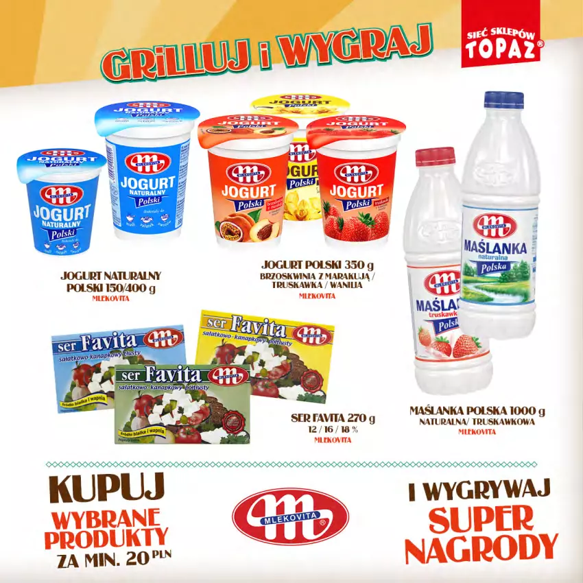 Gazetka promocyjna Topaz - Gazetka - ważna 15.04 do 09.06.2024 - strona 11 - produkty: Fa, Jogurt, Jogurt naturalny, Maślanka, Mleko, Mlekovita, Ser