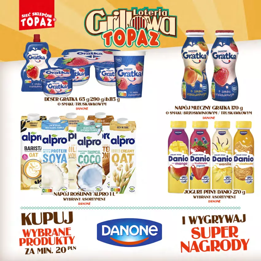 Gazetka promocyjna Topaz - Gazetka - ważna 15.04 do 09.06.2024 - strona 8 - produkty: Danio, Danone, Deser, Gra, Gry, Jogurt, Jogurt pitny, Mango, Napój, Napój mleczny, Napój roślinny, Ser, Tropical