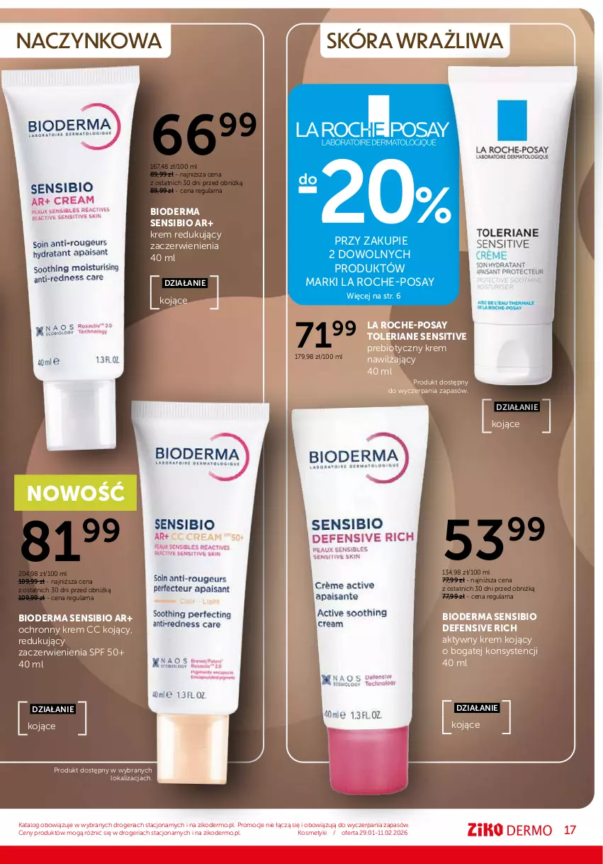 Gazetka promocyjna Ziko - Gazetka Ziko Dermo - ważna 29.01 do 11.02.2026 - strona 17 - produkty: Bioderma, Krem nawilżający, La Roche-Posay, Ochronny krem