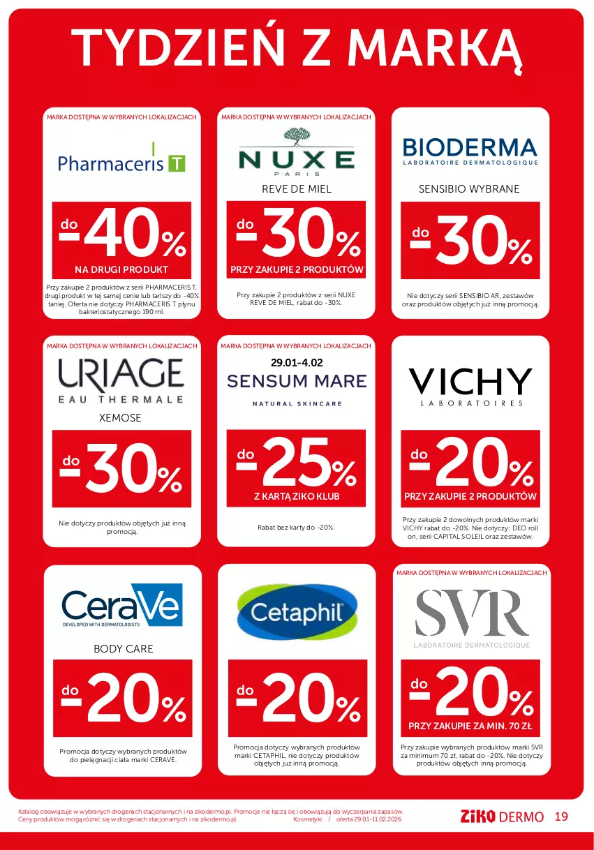Gazetka promocyjna Ziko - Gazetka Ziko Dermo - ważna 29.01 do 11.02.2026 - strona 19 - produkty: Acer, Body, CeraVe, Cetaphil, Nuxe, Pharmaceris, Ser, SVR, Vichy