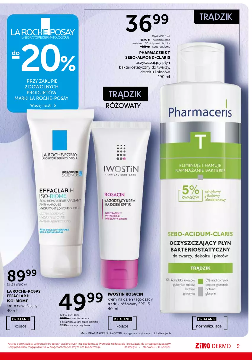 Gazetka promocyjna Ziko - Gazetka Ziko Dermo - ważna 29.01 do 11.02.2026 - strona 9 - produkty: Acer, Fa, Iwostin, Krem na dzień, Krem nawilżający, La Roche-Posay, Pharmaceris