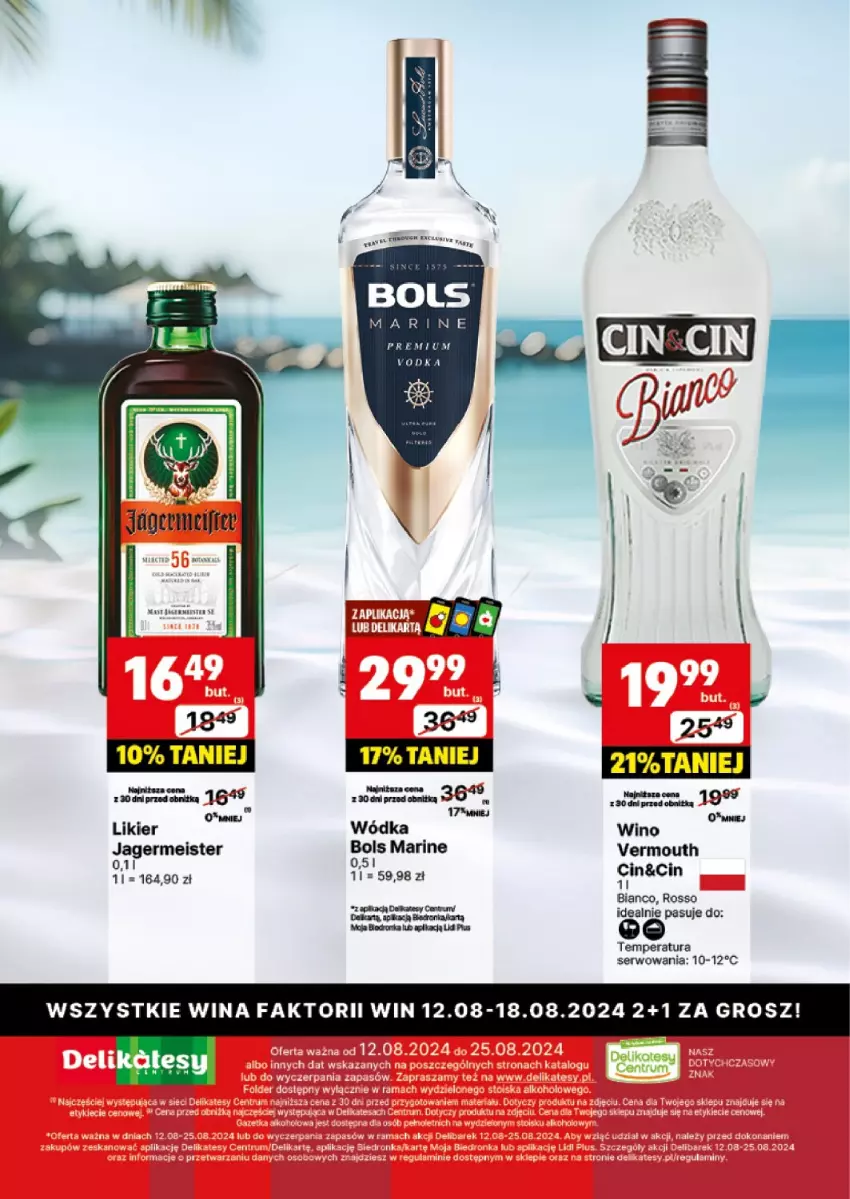 Gazetka promocyjna Delikatesy Centrum - DeliBarek DC33-DC34 - ważna 12.08 do 25.08.2024 - strona 16 - produkty: Jagermeister, Likier, Orka, Ser, Vermouth, Wino, Wódka