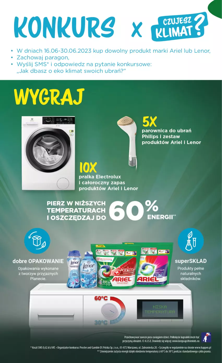 Gazetka promocyjna Rossmann - 16 czerwca - ważna 16.06 do 30.06.2023 - strona 20 - produkty: Ariel, Dzieci, Electrolux, Gra, Kosz, Lenor, Parownica, Philips, Pralka