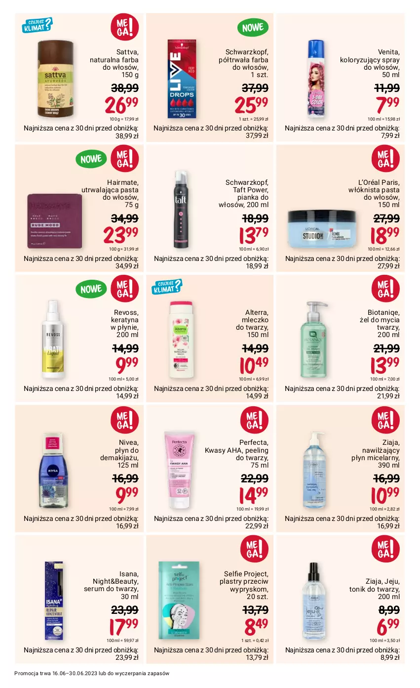 Gazetka promocyjna Rossmann - 16 czerwca - ważna 16.06 do 30.06.2023 - strona 4 - produkty: Alterra, Fa, Farba do włosów, Isana, L’Oréal, Makijaż, Mleczko, Nivea, Peeling, Perfecta, Pianka do włosów, Płyn micelarny, Rum, Schwarzkopf, Ser, Serum, Serum do twarzy, Taft, Tonik, Tonik do twarzy, Ziaja