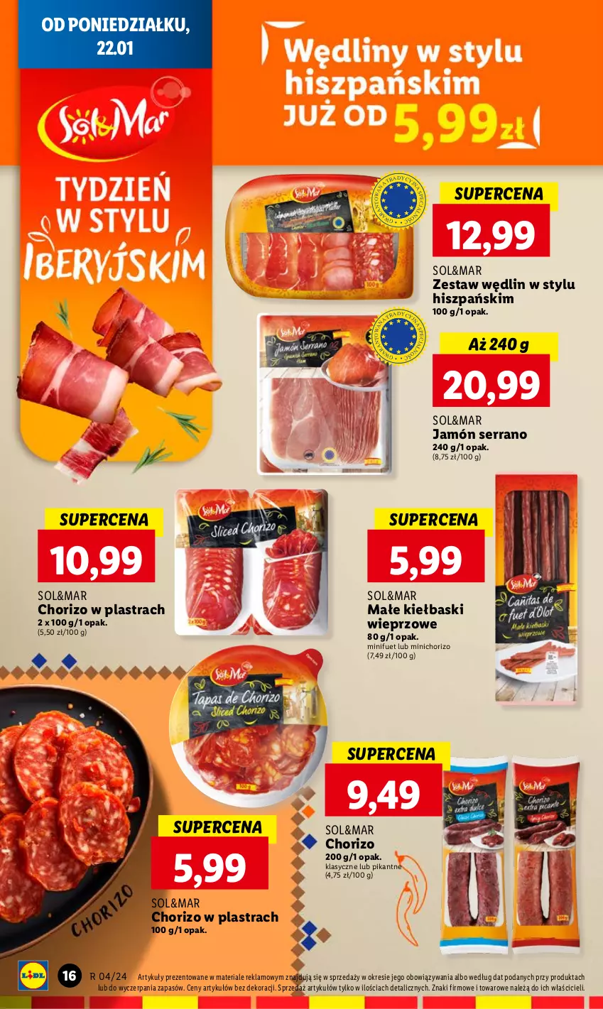 Gazetka promocyjna Lidl - GAZETKA - ważna 22.01 do 24.01.2024 - strona 16 - produkty: Jamón serrano, Ser