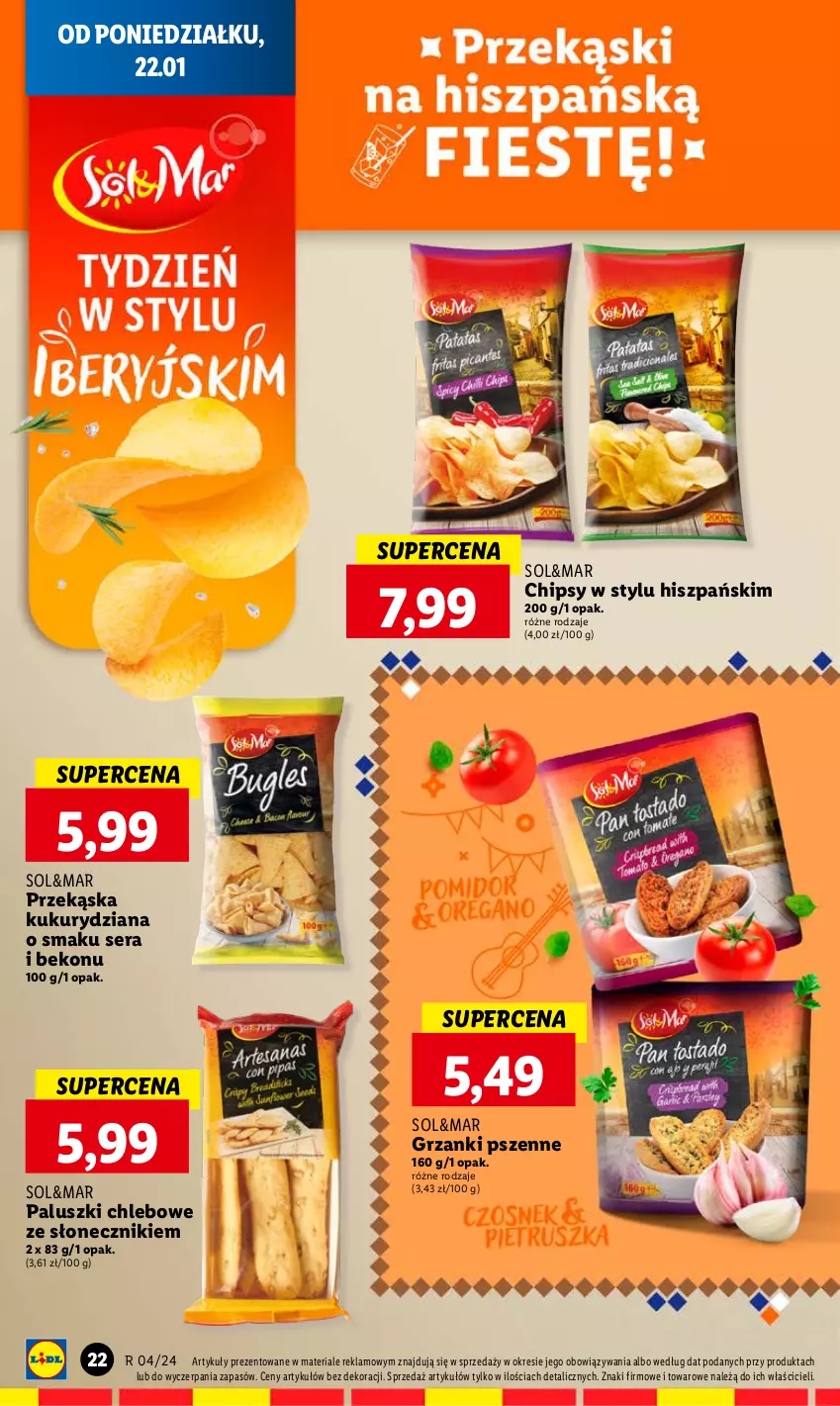 Gazetka promocyjna Lidl - GAZETKA - ważna 22.01 do 24.01.2024 - strona 22 - produkty: Beko, Chipsy, Chleb, Ser