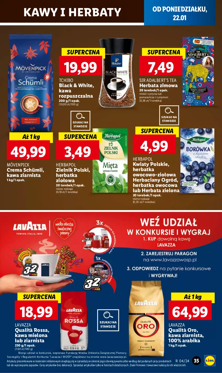 Gazetka promocyjna Lidl - GAZETKA - ważna 22.01 do 24.01.2024 - strona 37 - produkty: Herbapol, Herbata, Kawa, Kawa mielona, Kawa rozpuszczalna, Kawa ziarnista, Lack, Lavazza, Miód, Ogród, Tchibo, Torebka