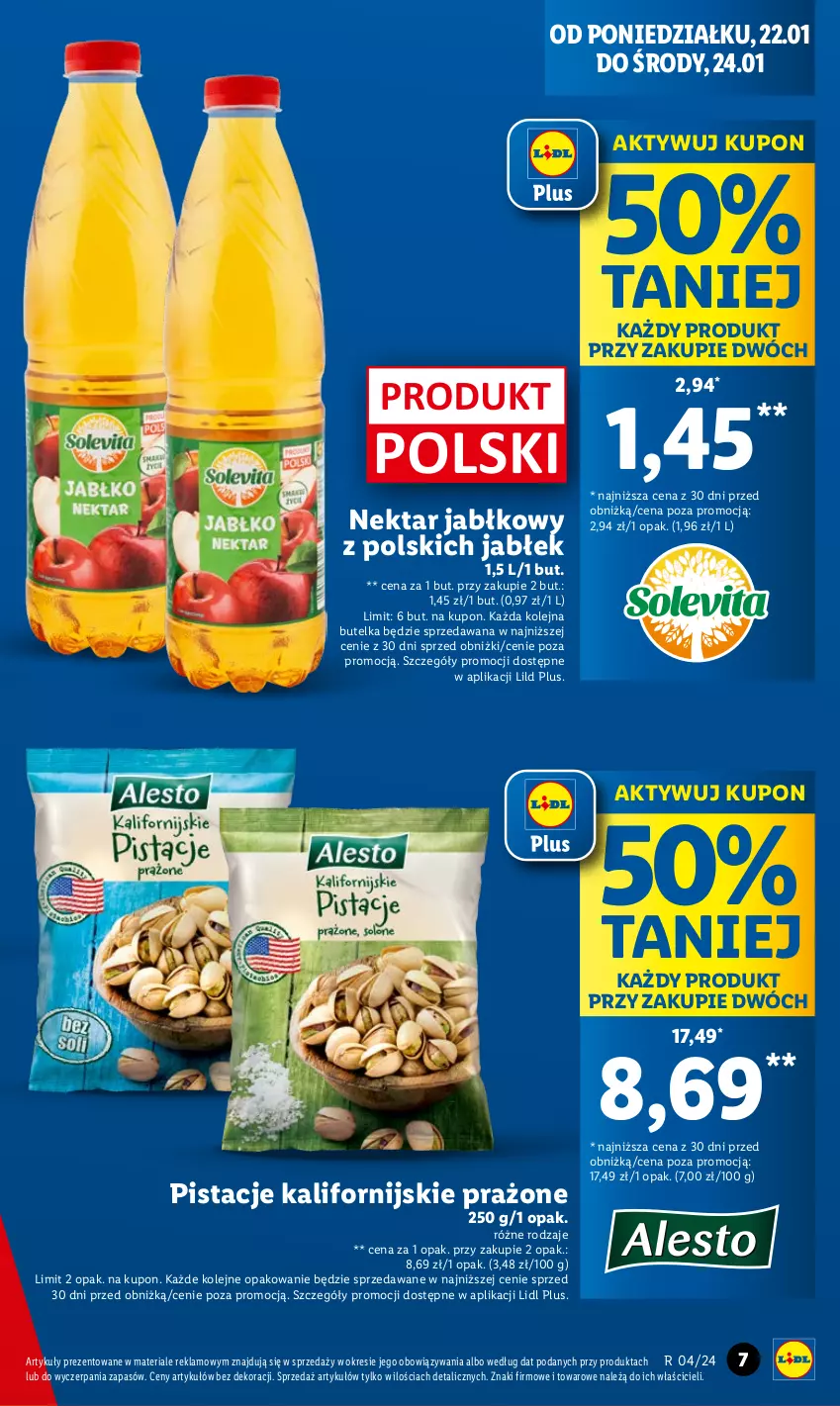 Gazetka promocyjna Lidl - GAZETKA - ważna 22.01 do 24.01.2024 - strona 7 - produkty: Nektar, Olej, Pistacje