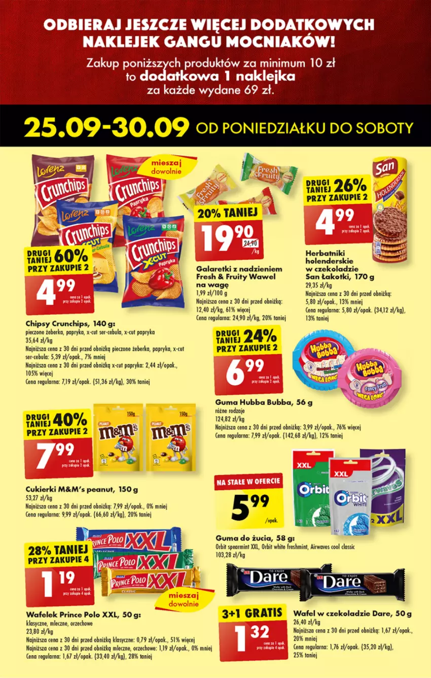 Gazetka promocyjna Biedronka - Od poniedzialku - ważna 25.09 do 30.09.2023 - strona 13 - produkty: Cebula, Chipsy, Crunchips, Cukier, Cukierki, Gala, Galaretki, Gra, Guma do żucia, Herbatniki, Orbit, Papryka, Piec, Prince Polo, Ser, Wafelek, Wawel