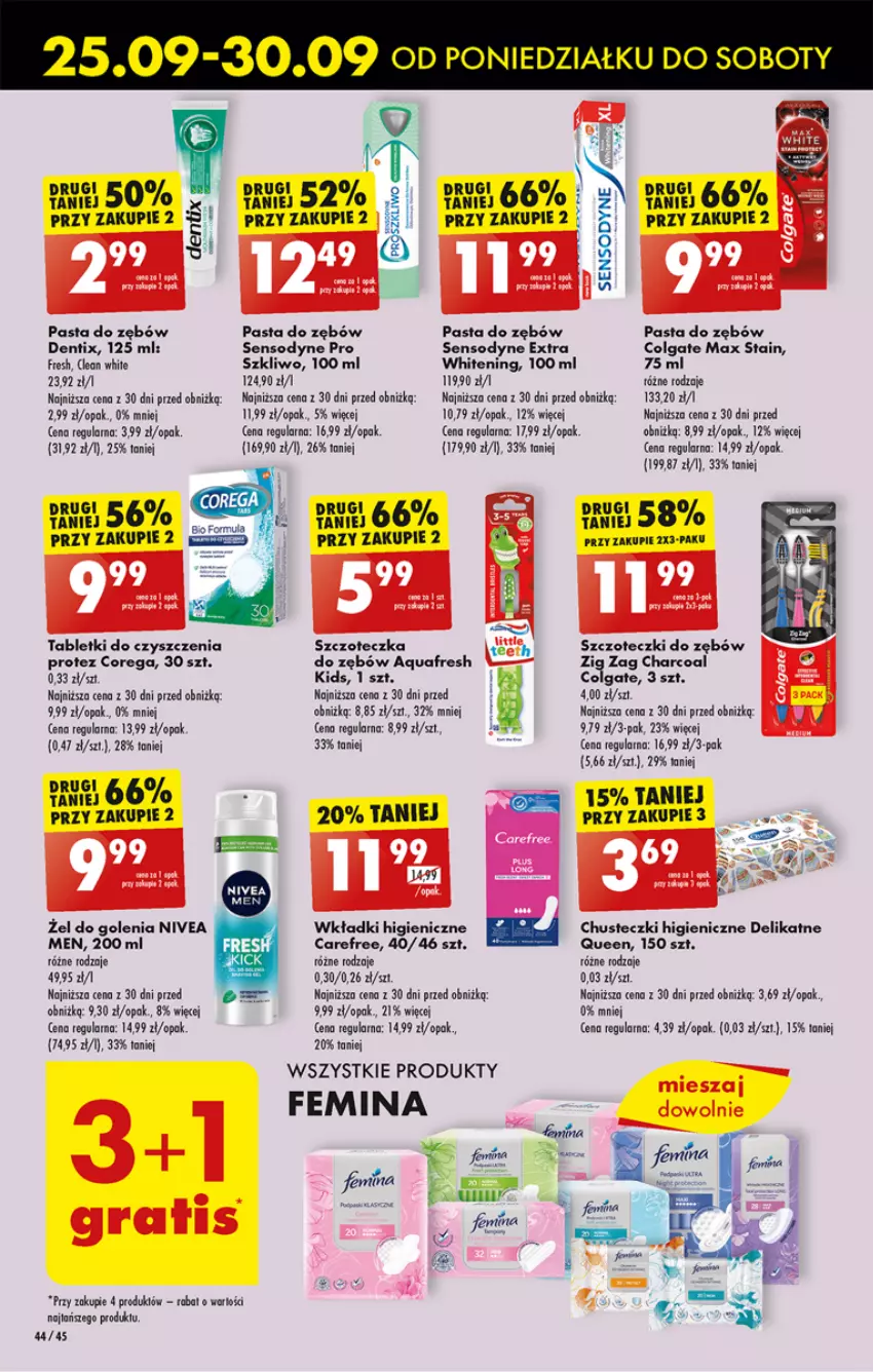 Gazetka promocyjna Biedronka - Od poniedzialku - ważna 25.09 do 30.09.2023 - strona 47 - produkty: Aquafresh, Carefree, Chusteczki, Colgate, Corega, Fa, LG, Nivea, Pasta do zębów, Sensodyne, Szczoteczka, Tablet, Wkładki