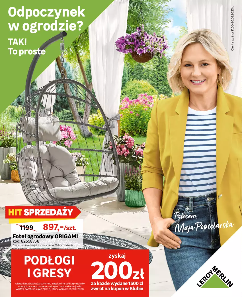 Gazetka promocyjna Leroy Merlin - Gazetka Leroy Merlin - ważna 31.05 do 20.06.2023 - strona 1 - produkty: Fotel, Gres