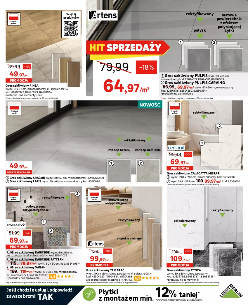 Gazetka promocyjna Leroy Merlin - Gazetka Leroy Merlin - ważna 31.05 do 20.06.2023 - strona 13 - produkty: Glazura, Gres, Gres szkliwiony, Lazur, LG, Listwa, Płytka, Por, Ser, Sport, Top, Tran, Velvet