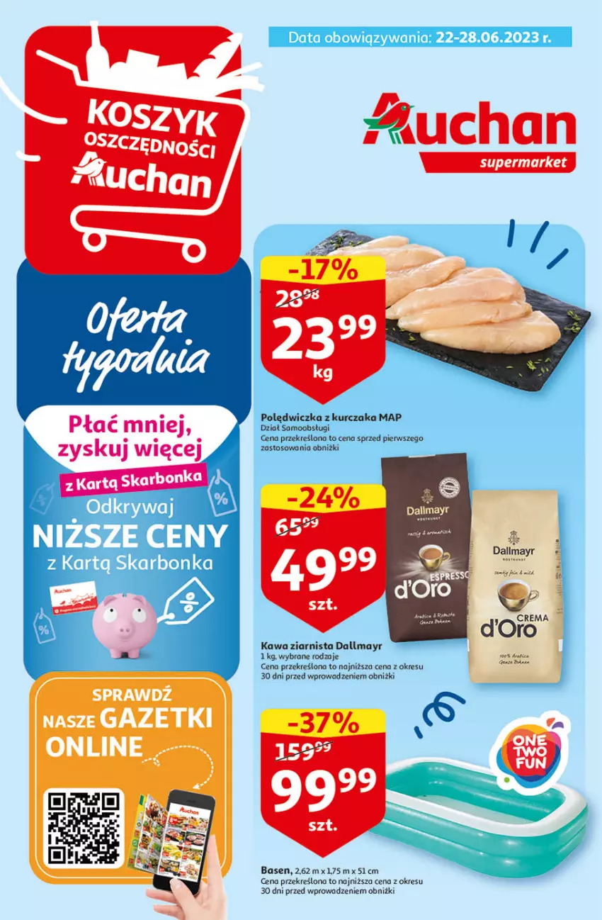 Gazetka promocyjna Auchan - Gazetka Oferta Tygodnia Supermarket Auchan - ważna 22.06 do 28.06.2023 - strona 1 - produkty: Dallmayr, Kawa, Kawa ziarnista, Kurczak