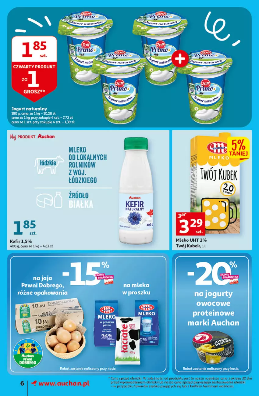 Gazetka promocyjna Auchan - Gazetka Oferta Tygodnia Supermarket Auchan - ważna 22.06 do 28.06.2023 - strona 6 - produkty: Kefir, Kubek, Mleko, O nas