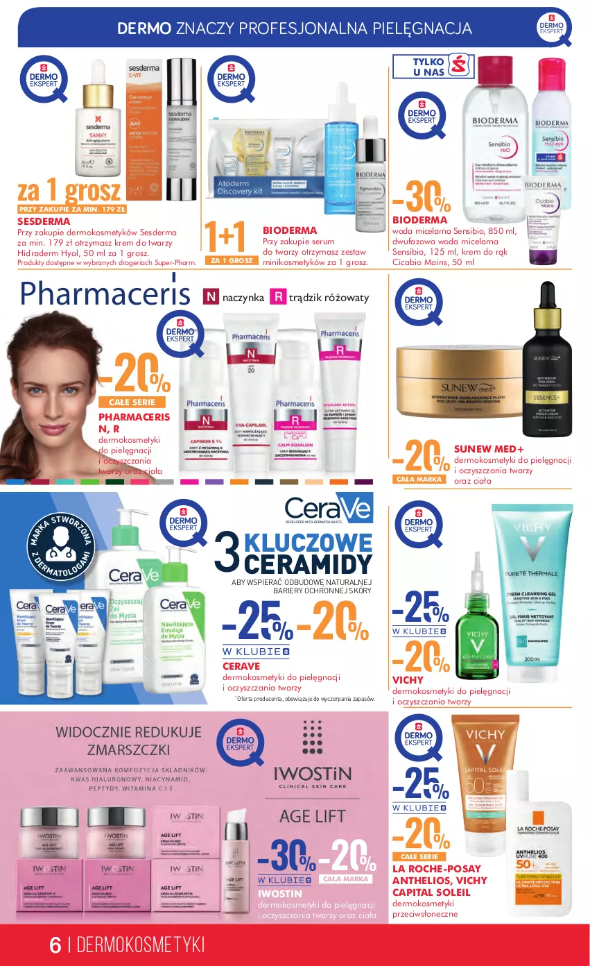 Gazetka promocyjna Super Pharm - Gazetka - ważna 29.02 do 13.03.2024 - strona 6 - produkty: Acer, Bioderma, CeraVe, Fa, Helio, Iwostin, Kosmetyki do pielęgnacji, Krem do rąk, Krem do twarzy, La Roche-Posay, Pharmaceris, Rum, Ser, Serum, Serum do twarzy, Sesderma, Vichy, Woda, Woda micelarna