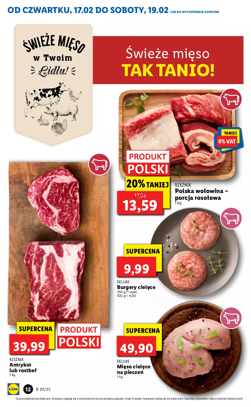 Gazetka promocyjna Lidl - GAZETKA - ważna 17.02 do 19.02.2022 - strona 12 - produkty: Burger, Mięso, Piec, Por, Rostbef, Wołowina