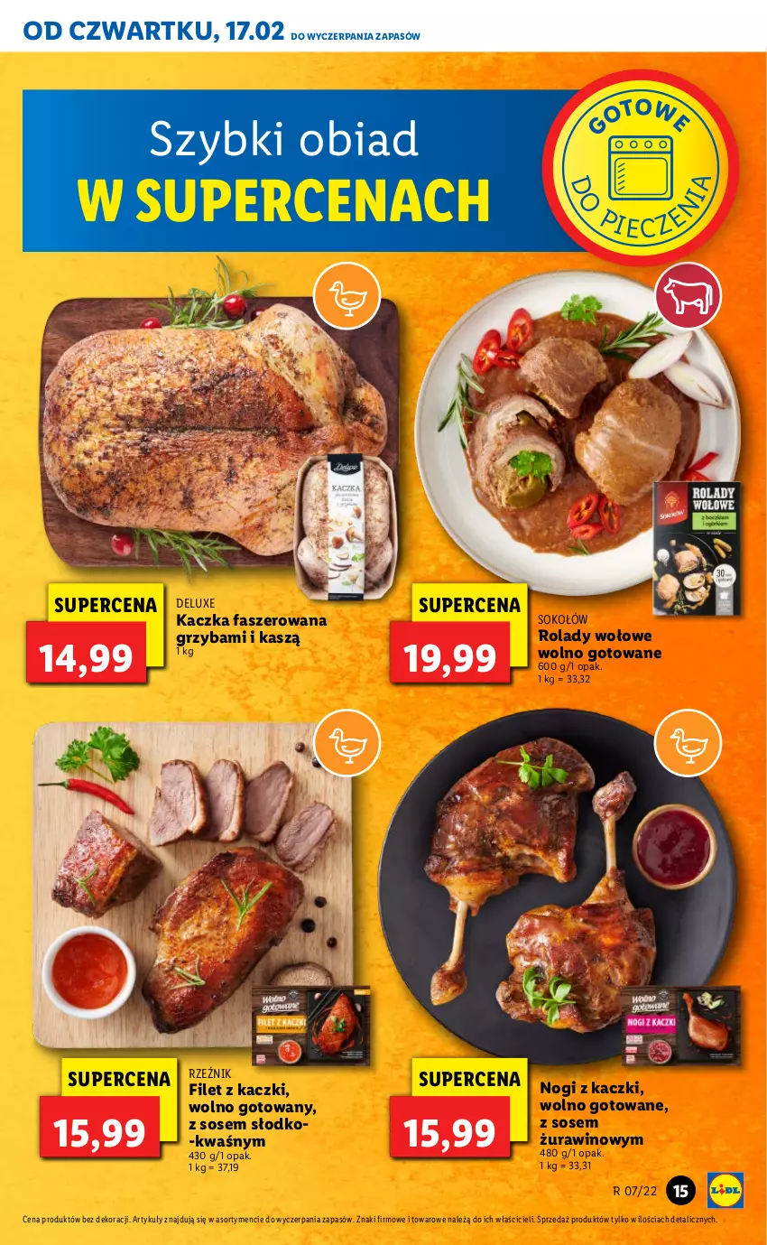 Gazetka promocyjna Lidl - GAZETKA - ważna 17.02 do 19.02.2022 - strona 15 - produkty: Fa, Kaczka, Kaczka faszerowana, Sok, Sokołów, Sos, Wino